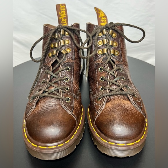 🇬🇧 VINTAGE Rare Dr. Doc Martens Brown Leather 8088 Combat Boots MADE IN ENGLAND - Picture 2 of 13